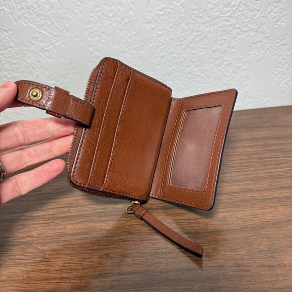 Fossil Fiona Zip Around Multifunction Wallet Coin Purse Brown Goat Leather - Picture 3 of 9